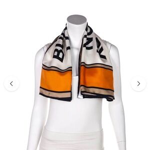 Silk-Blend Orange and Cream Printed Scarf